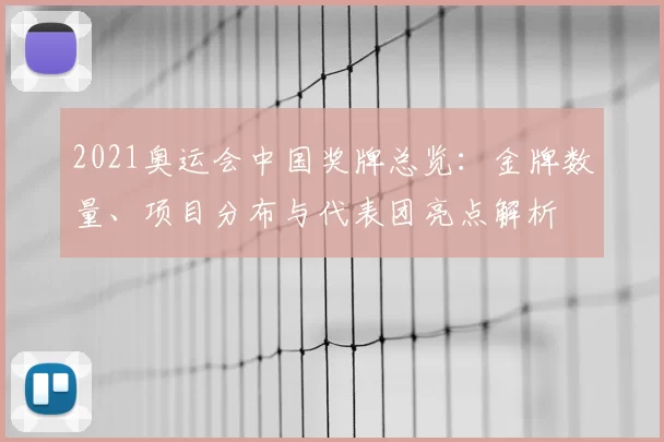 2021奥运会中国奖牌总览：金牌数量、项目分布与代表团亮点解析